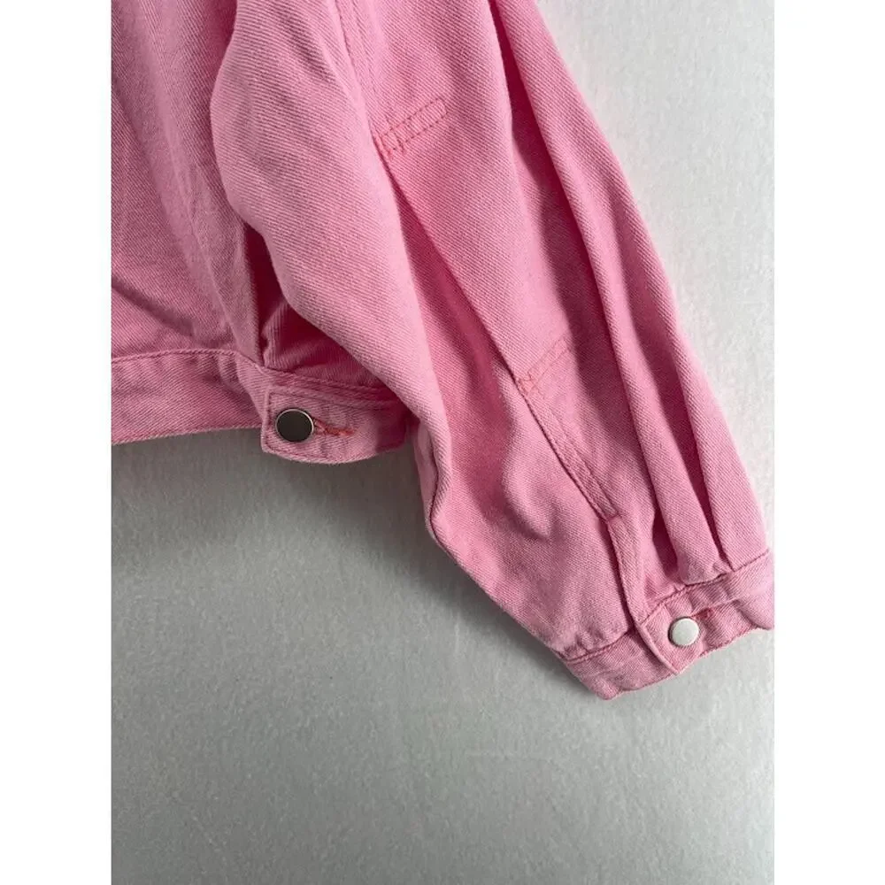Blue B‎ Collection Boutique Pink Short Denim Jacket Size S/M NEW WITH TAGS